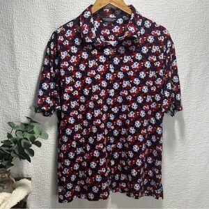 Hart Schaffner Marx Red and Blue Casual Button Up Shirt